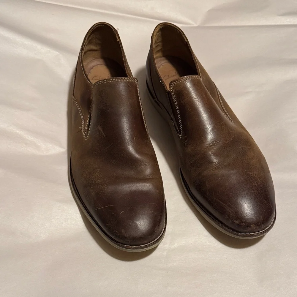 Clarks Rich Brown Slip-On Loafers